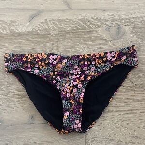 Roxy Black and Pink Floral Bikini Bottoms